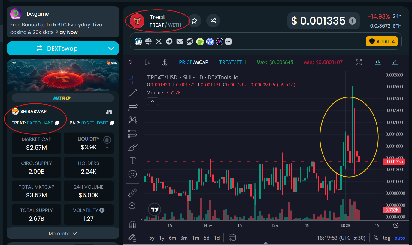 Fake token data | source: dextools