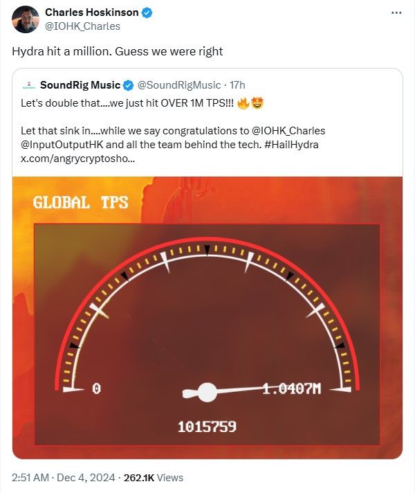 Hoskinson’s tweet post