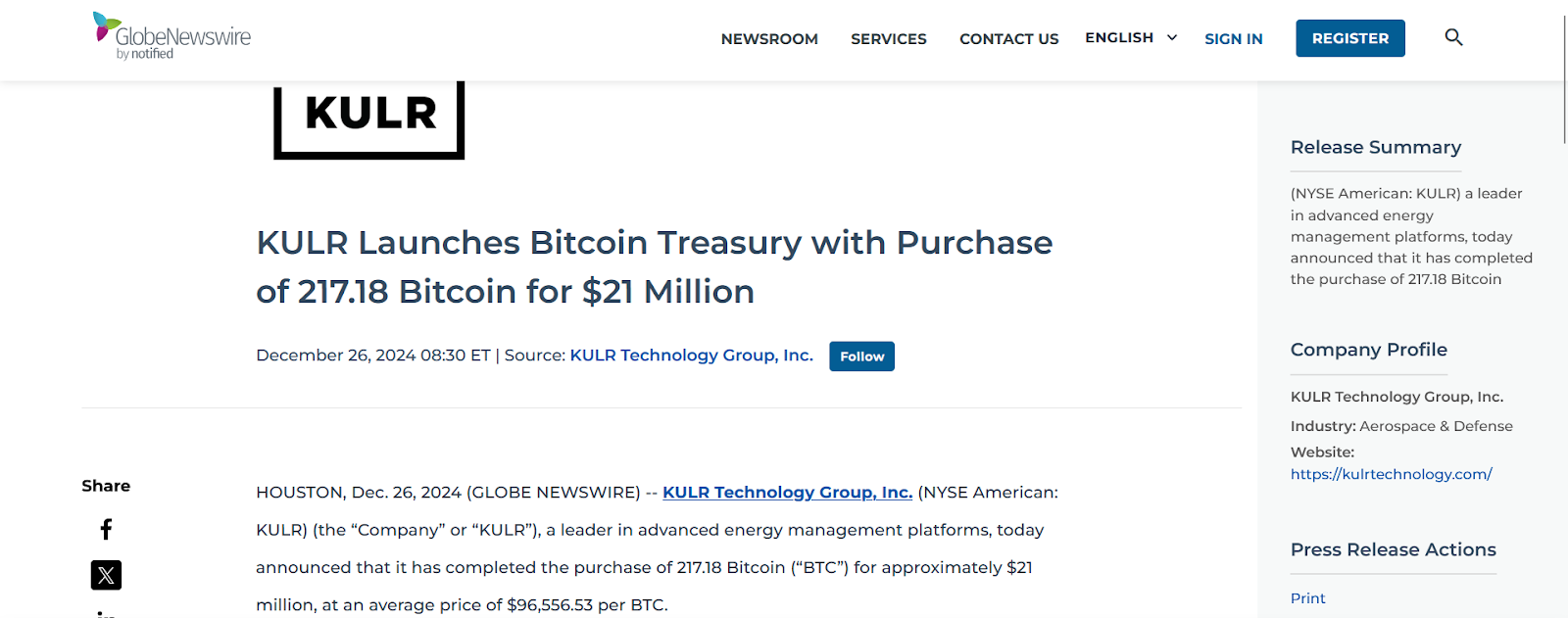 KULR release | source: globenewswire