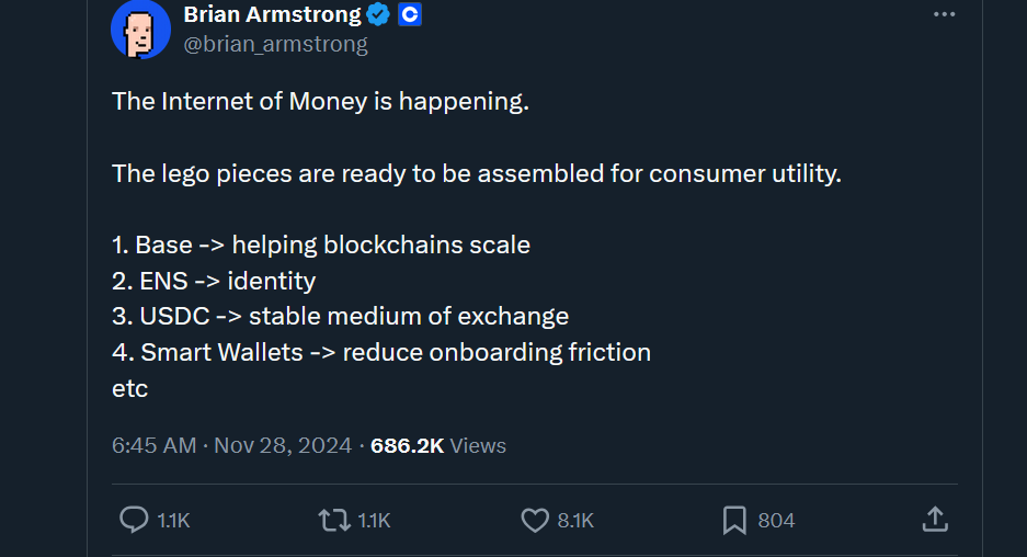 Post read of coinbase ceo