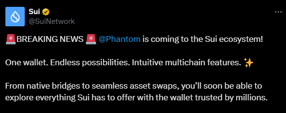 Sui Network’s announcement 