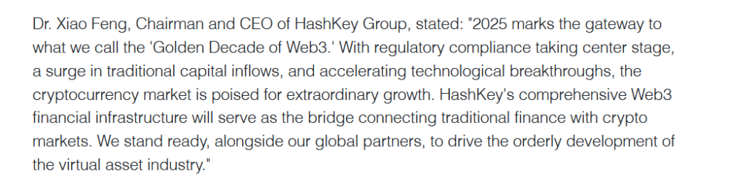Golden Decade For Crypto’s HashKey Predicts, With BTC USD Targeting $300K In 2025
