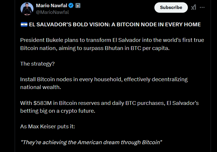 BTC Price Surges Amid El Salvador Plans To Set BTC Nodes In Homes