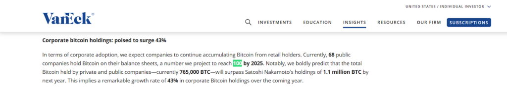 VanEck’s prediction report statement