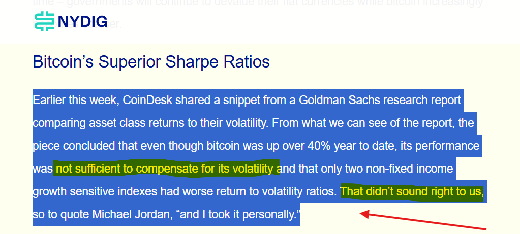 Bitcoin price return