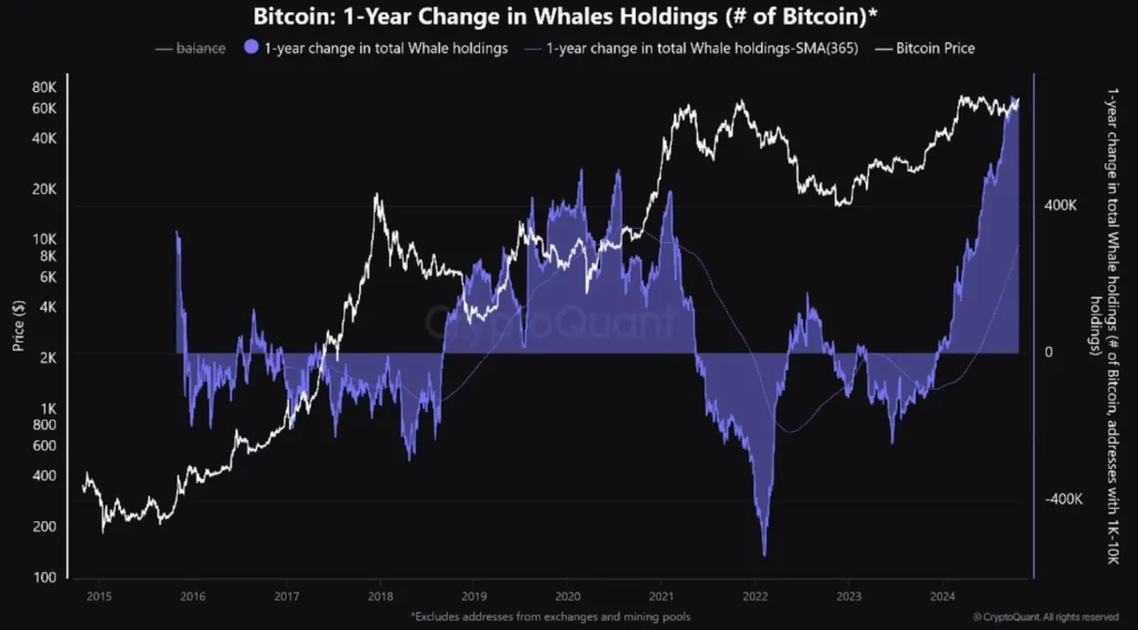 ! year change in whales holdings