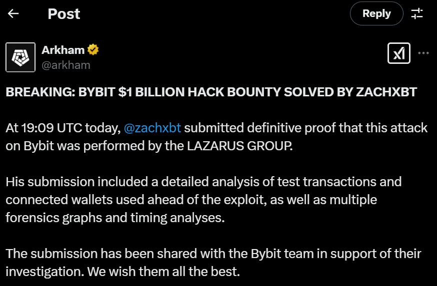 Bybit $1B hack linked to Lazarus Group