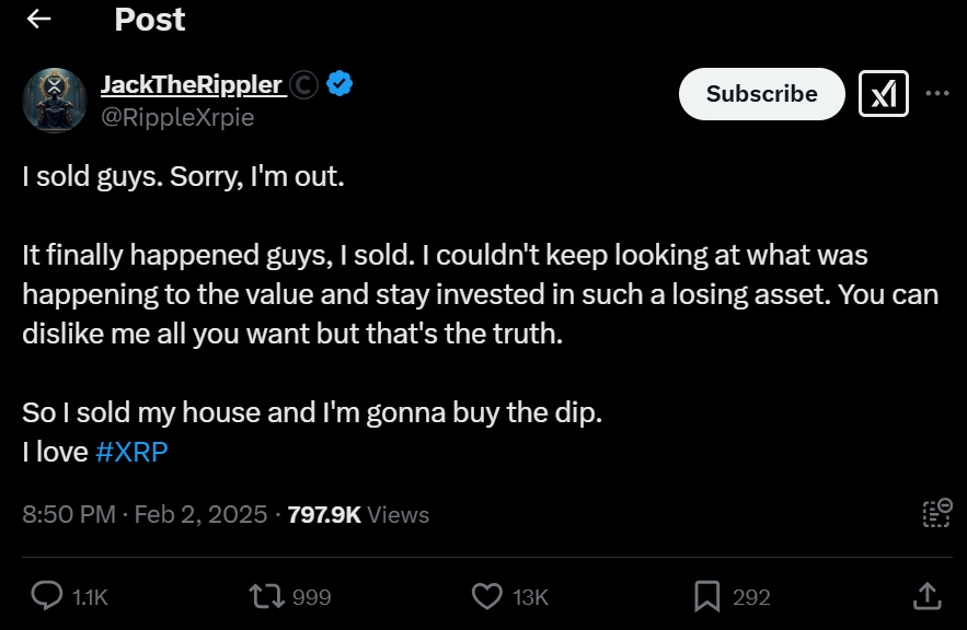 XRP Trader Sold everything... to buy more XRP