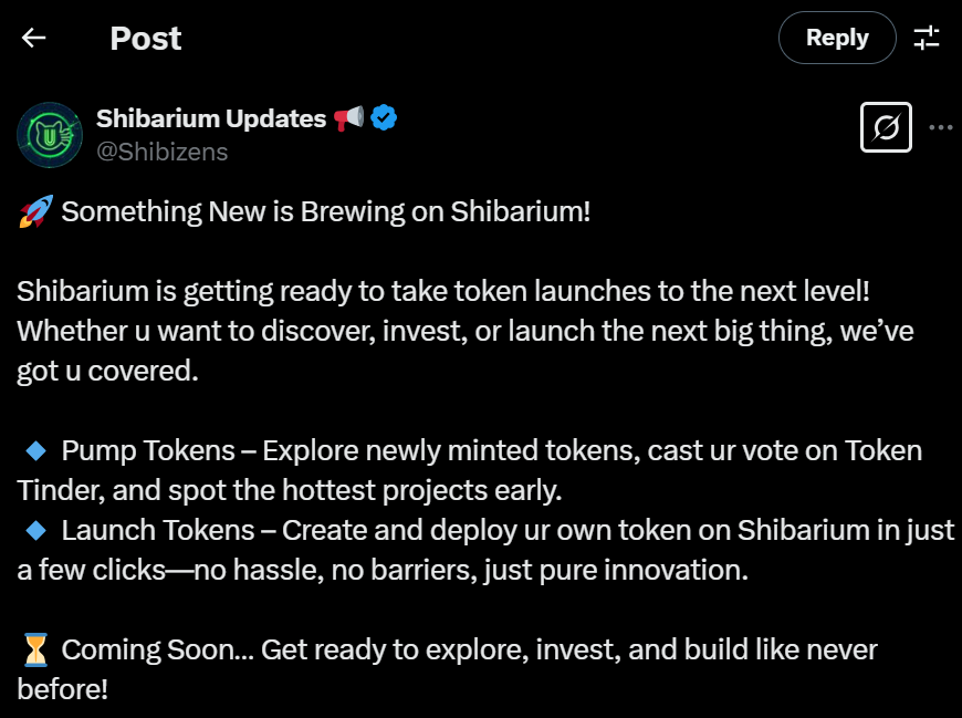 Shibarium анонсирует запуск новых токенов