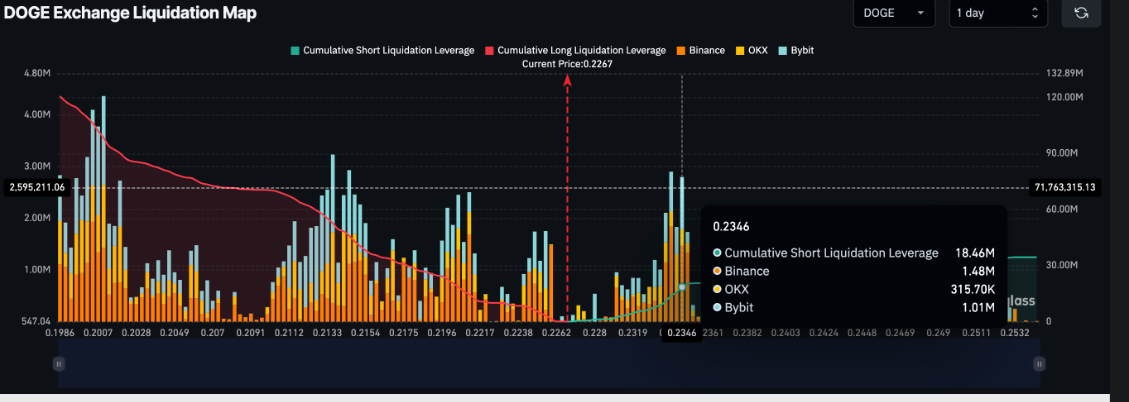 Dogecoin Exchange Liquidation Map