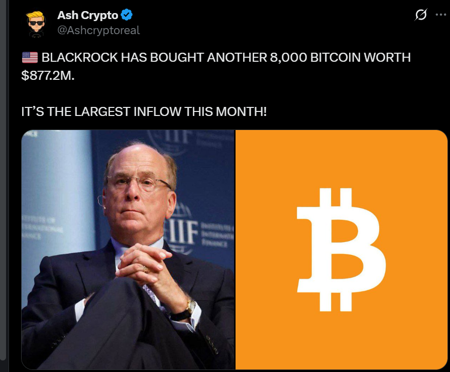largets inflow this month