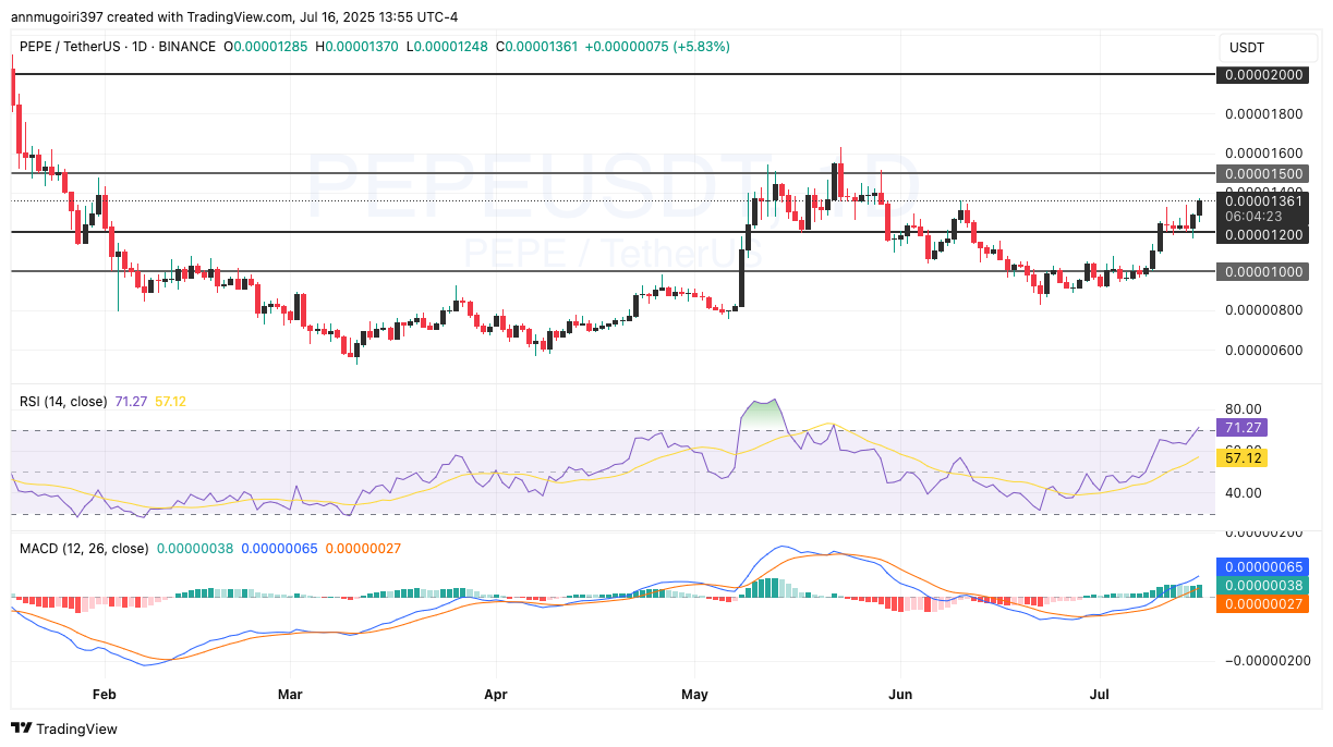 PEPE daily chart,