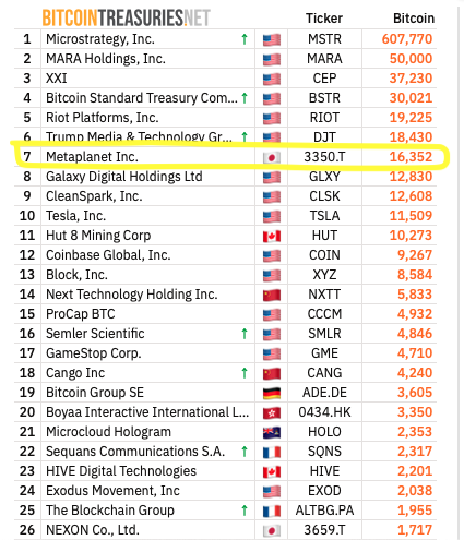 Bitcoin Treasuries | Source: boyzMETA/X