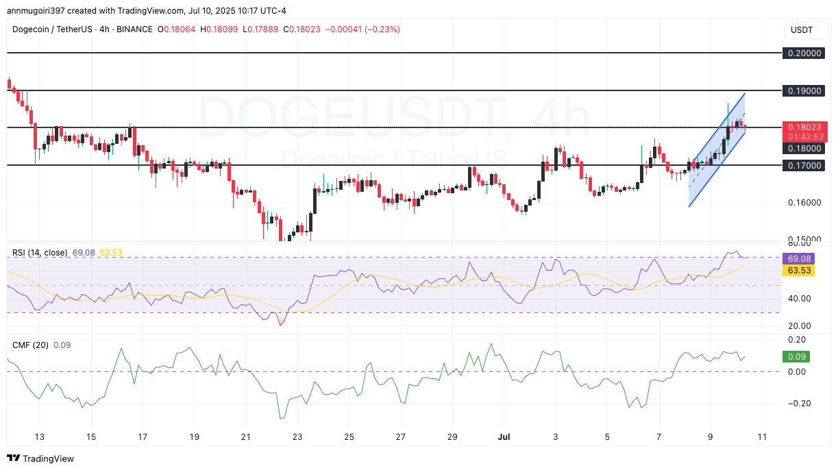 DOGE/USDT 4-hour chart Source:  TradingView