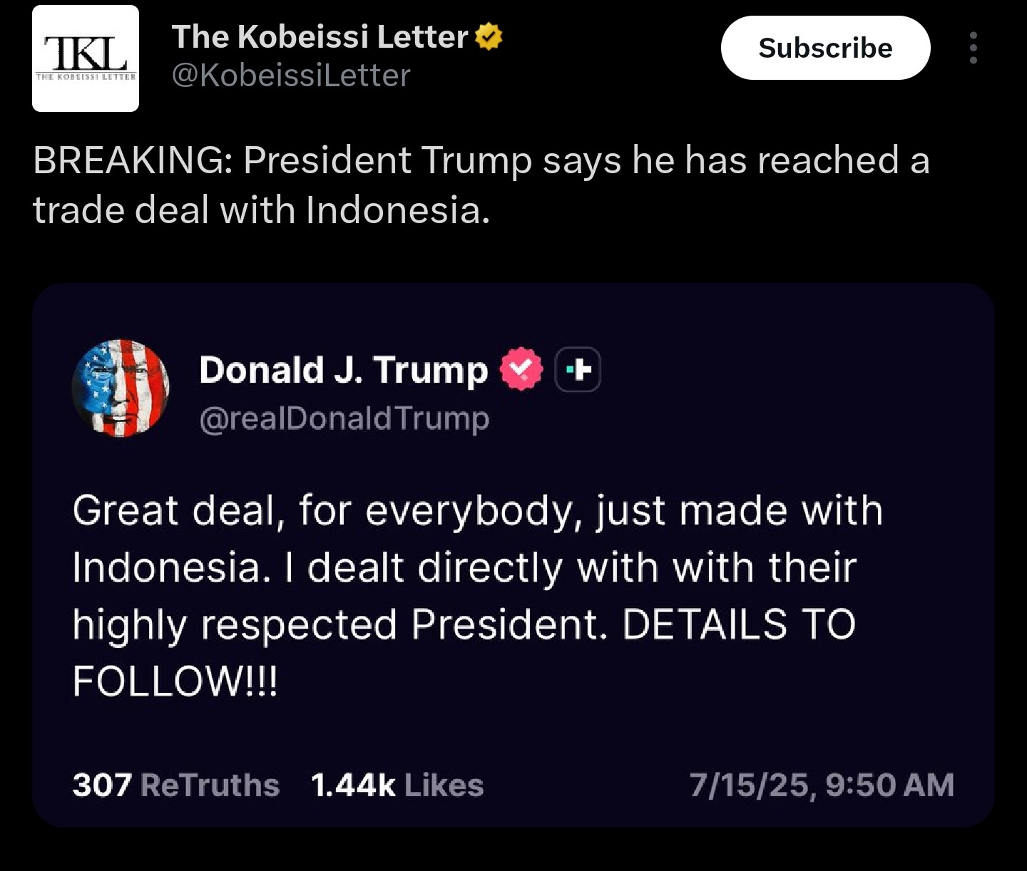 U.S. & Indonesia trade deal 