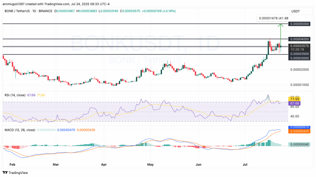 BONK/USDT Daily chart 