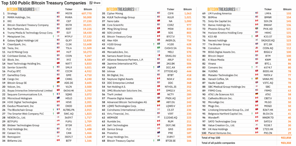 Bitcoin treasury companies