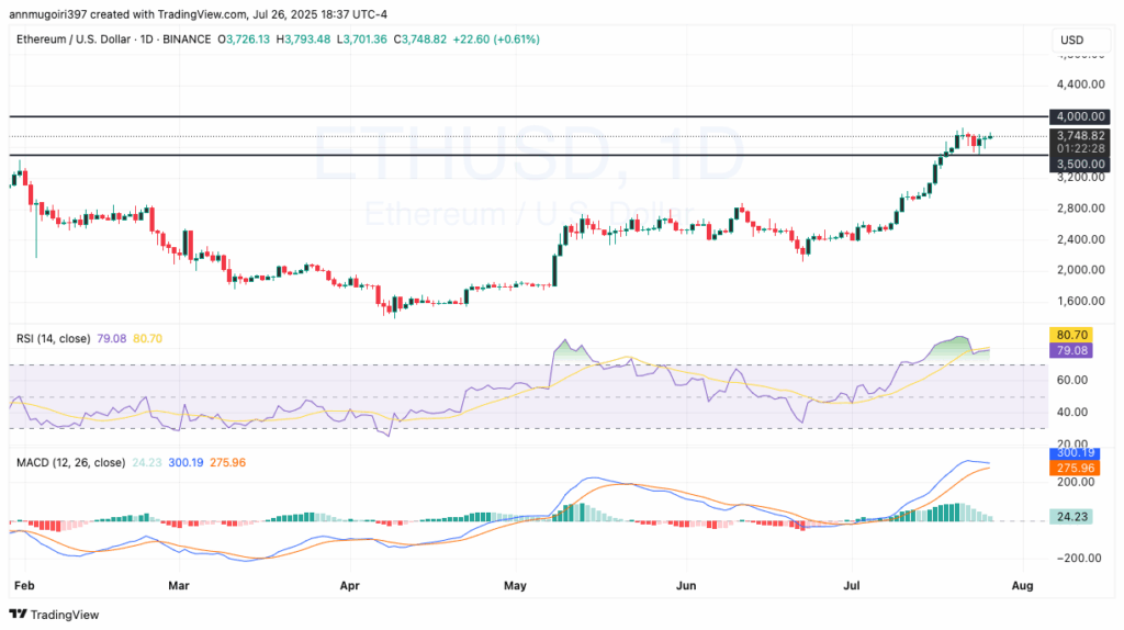 ETH/USDT daily chart 