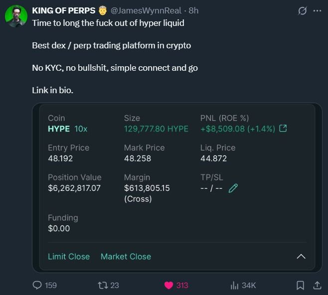 James Wynn HYPE Trade