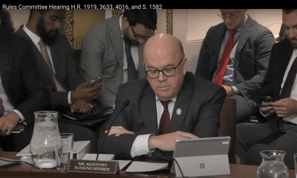 Representative Jim McGovern addressed the House Committee on Rules.