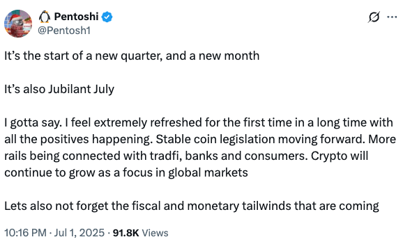 Pentoshi post on X.