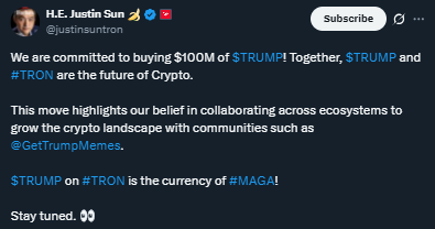 News on TRON and TRUMP partnership