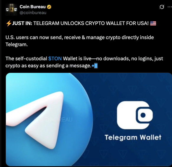 Telegram Launches Crypto Wallet