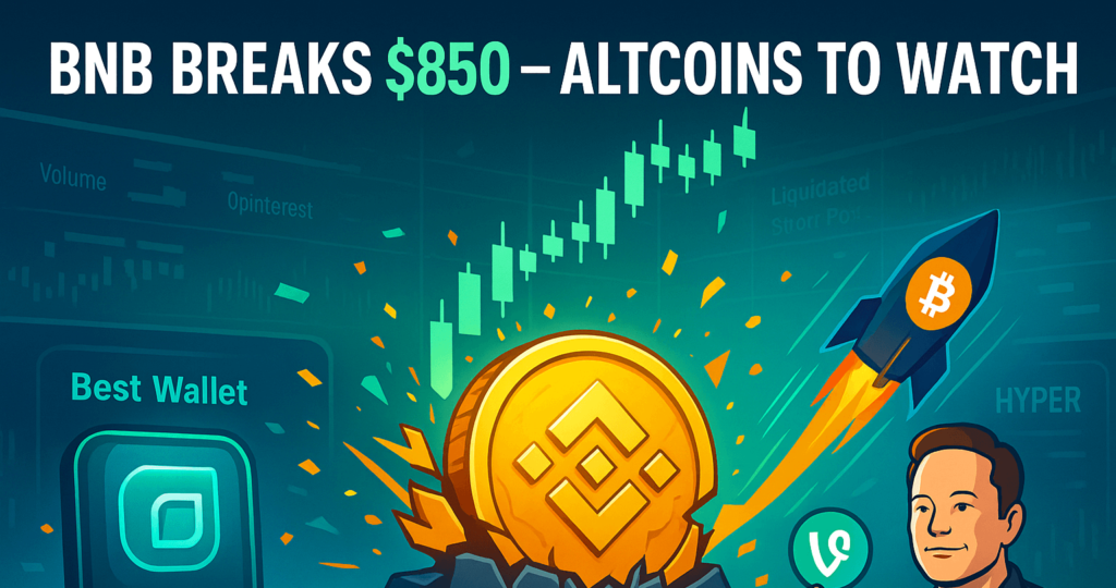 BNB alcanza los 855 dólares y enciende el optimismo en el mercado de altcoins