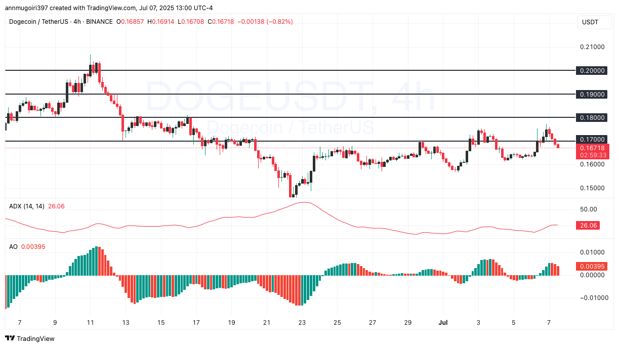 DOGE/USDT 4-hour chart | Source: TradingView