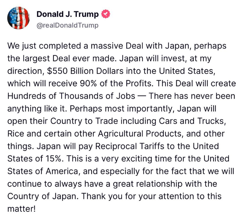 U.S.A. and Japan Trade Deal