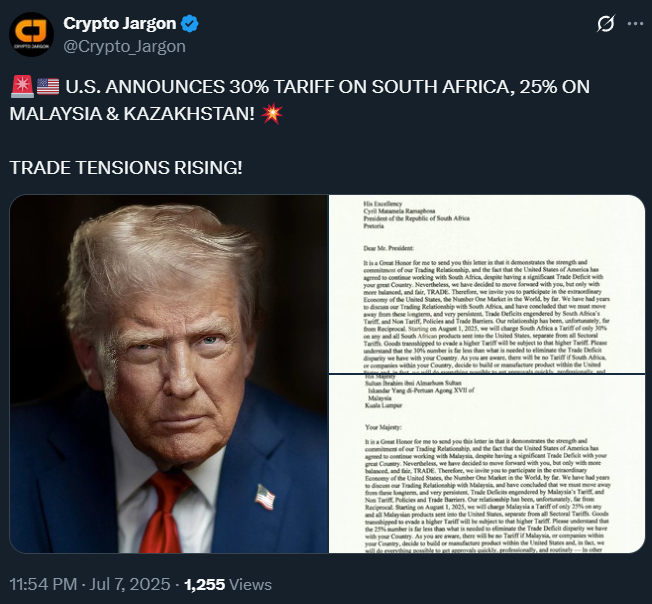 United States 30% Tariff Announcement Report