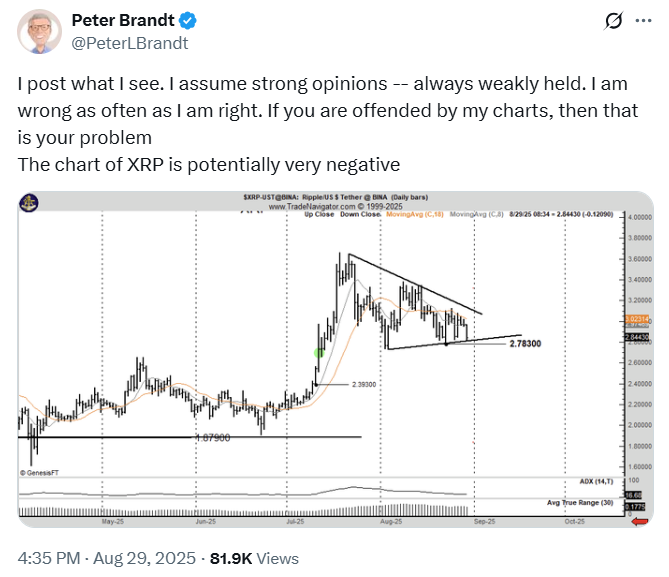 XRP Price Analysis | Source: Peter Brandt , X