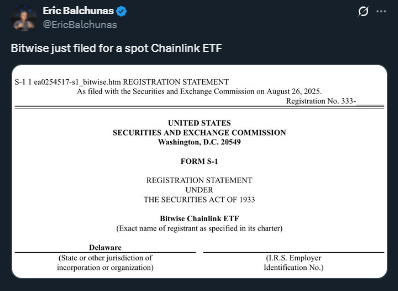 Bitwise’s Chainlink ETF filing