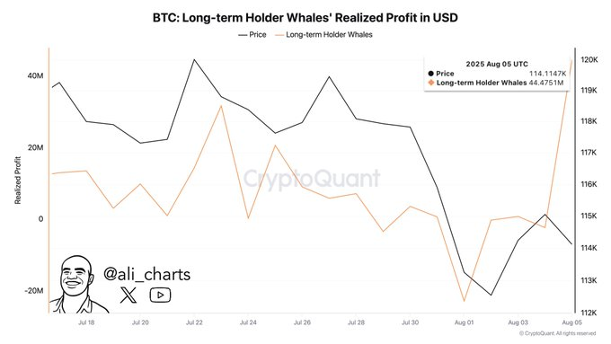 BTC Long-term Holder Whales’ Realized Profit 