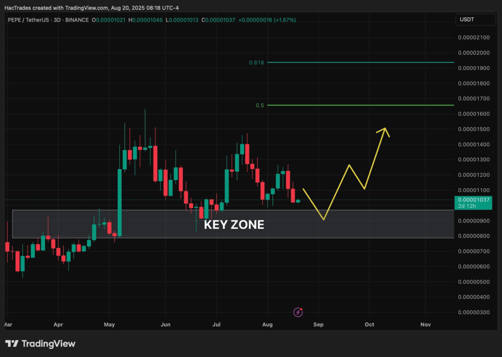 Graphique 3D PEPE/USD