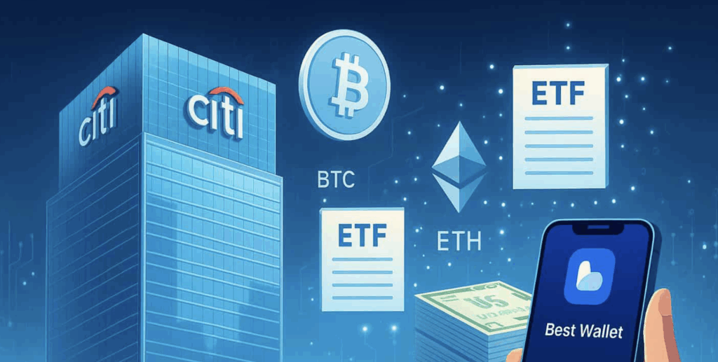 Citigroup se posiciona para custodiar stablecoins y ETFs mientras Best Wallet impulsa su preventa
