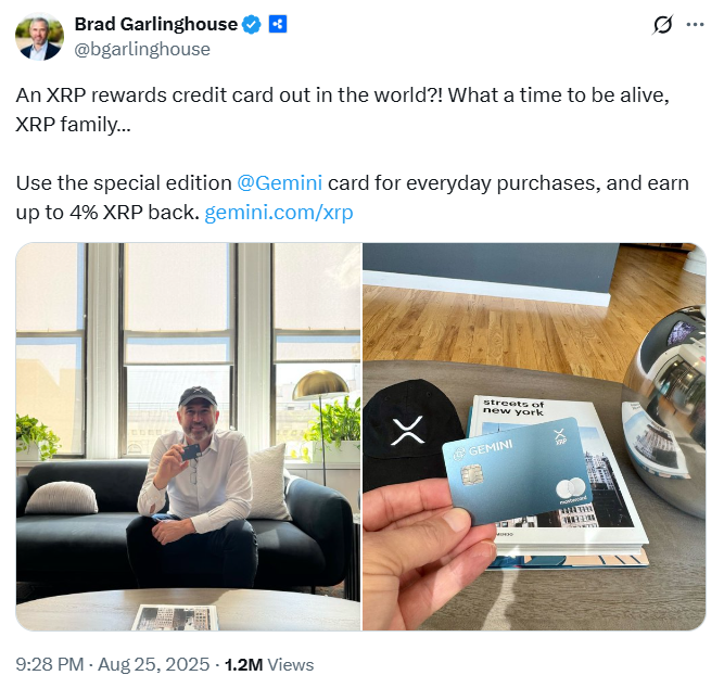 XRP Card to Showcase Utility | Source: Brad Garlinghouse