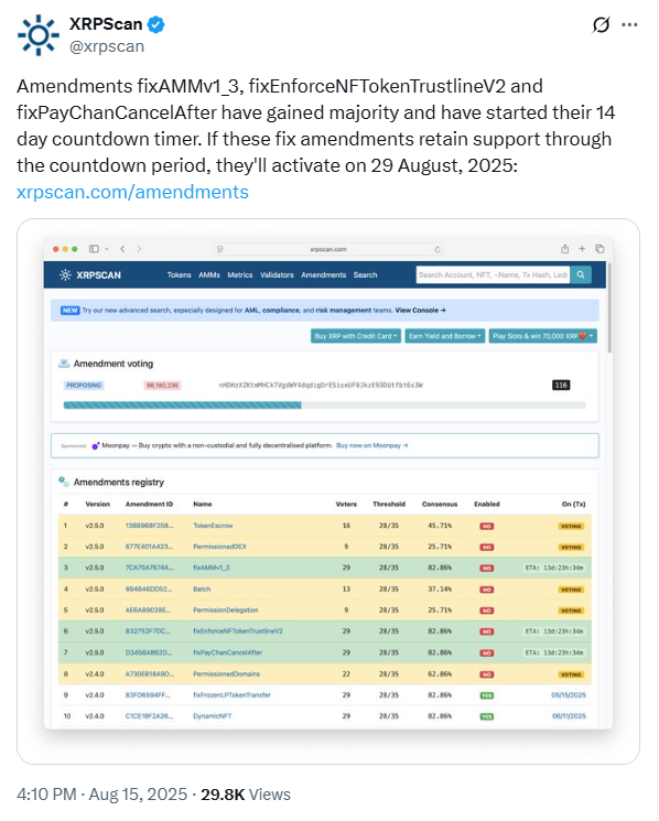 XRP Ledger Incoming Amendments