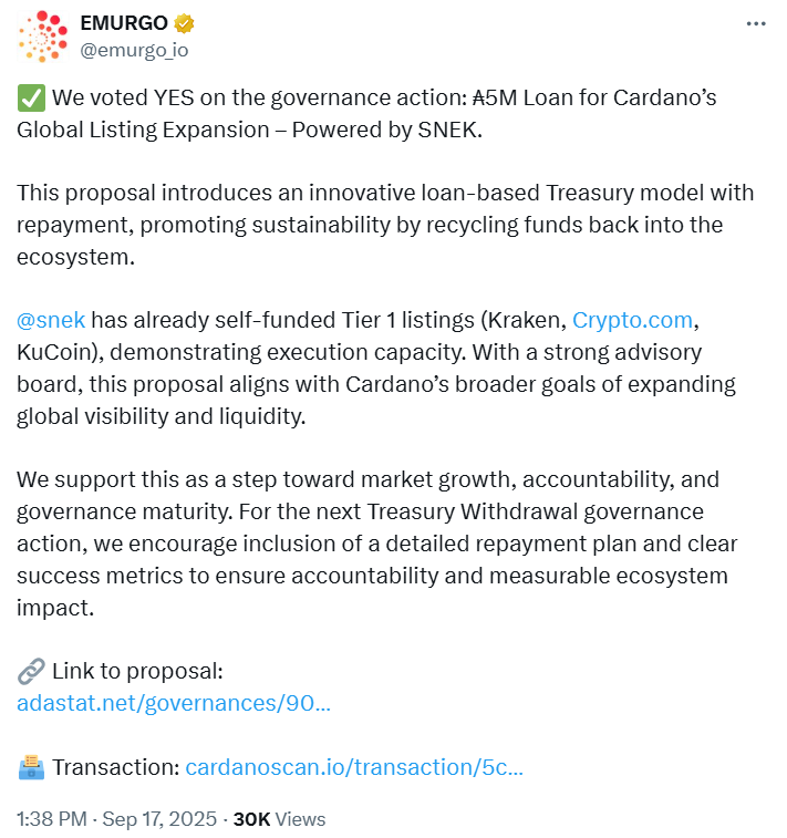 Cardano Governance Action Update | Source: EMURGO