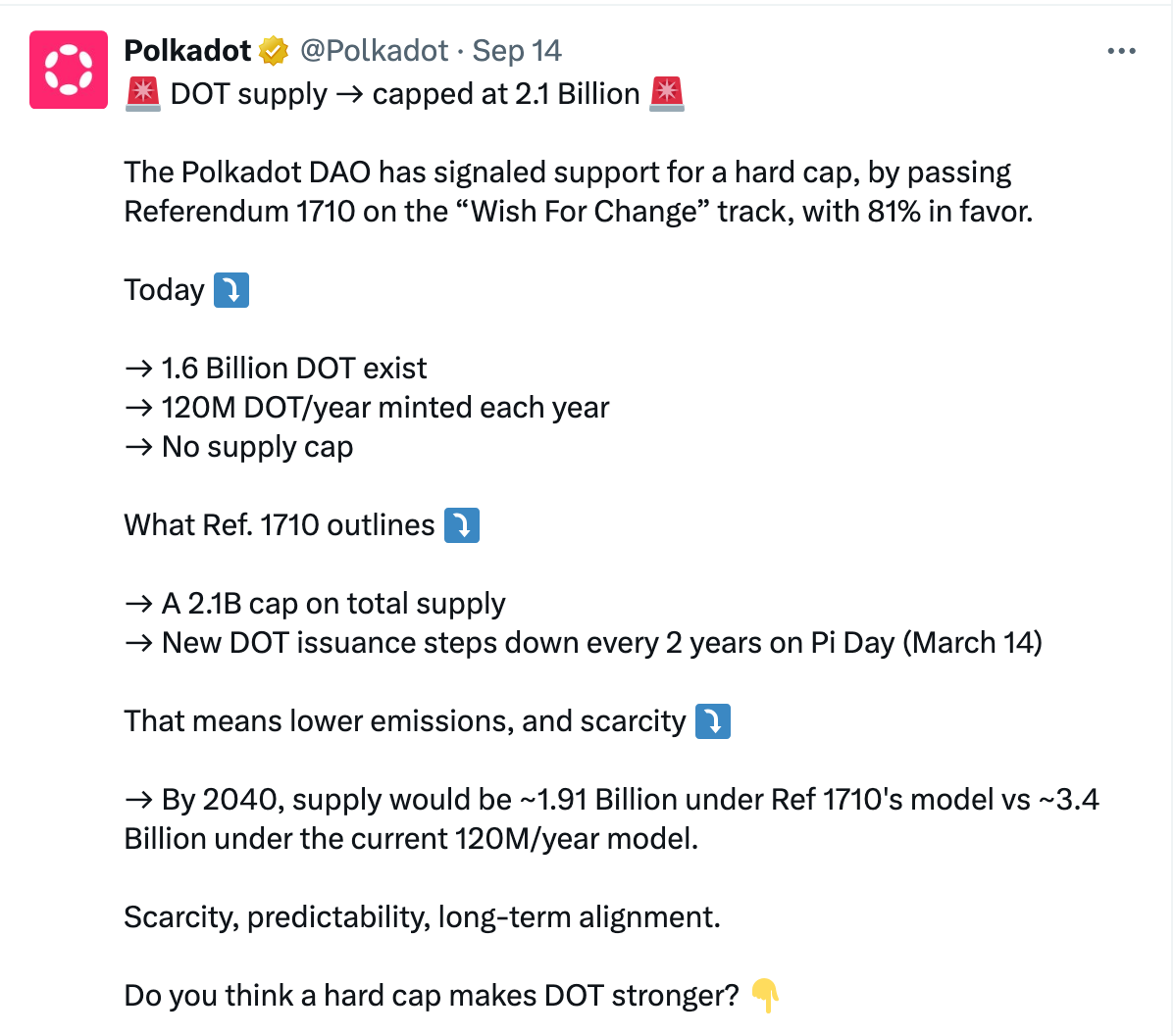 DOT supply adjustments | source: X