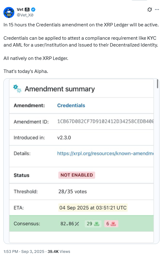 XRP Ledger Incoming Amendment