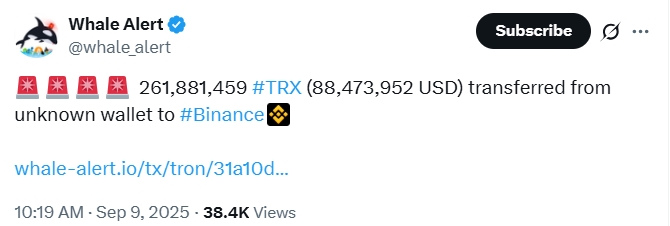 Tron Stuns Binance Exchange | Whale Alert