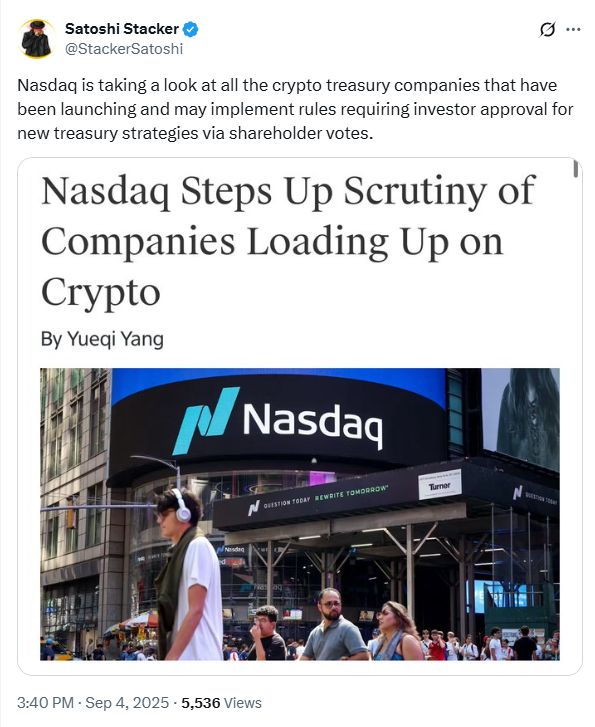 Nasdaq will Krypto-Treasury-Aufsicht verstärken