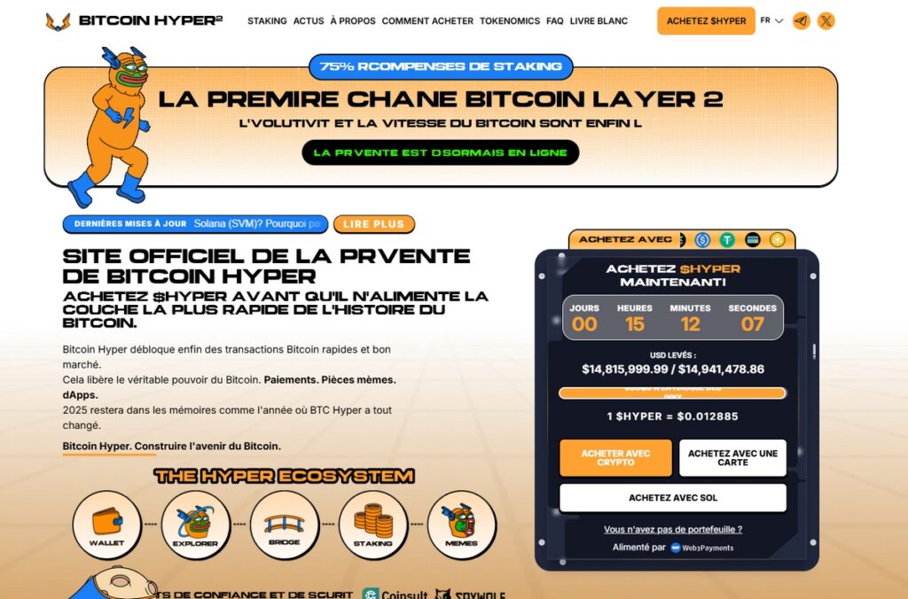 Bitcoin Hyper lève près de 15 Millions de dollars