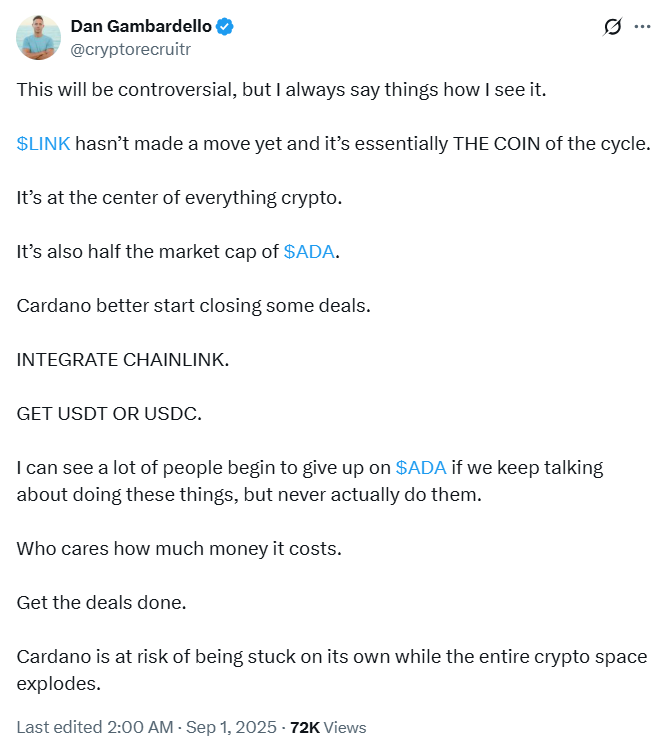 Advocacy For Chainlink - Cardano Integration