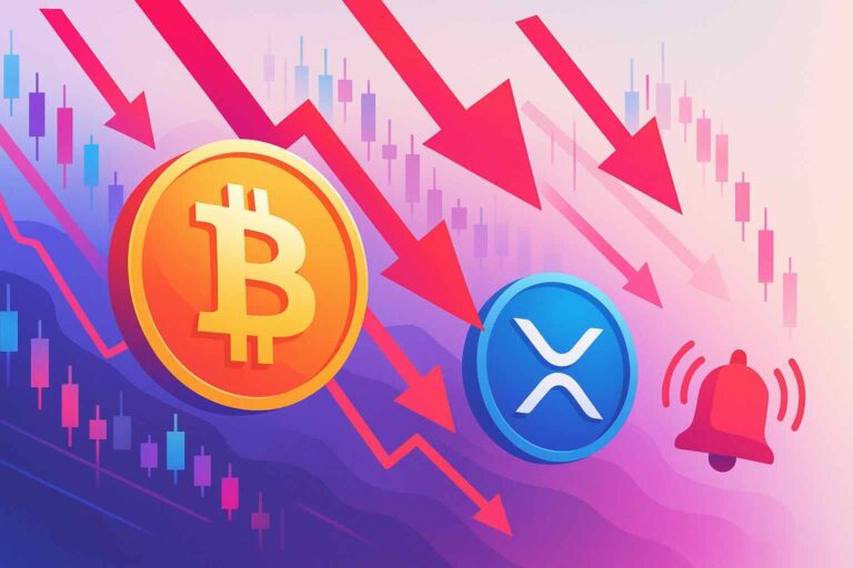 Live krach crypto : Bitcoin chute, XRP sous pression — volatilité et niveaux clés