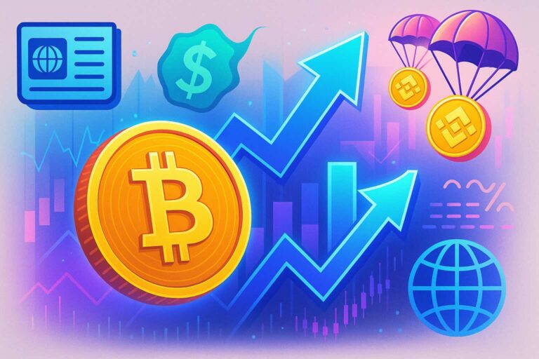 Top 5 actus crypto : Bitcoin proche de l’ATH, dollar fébrile, airdrop BNB Chain — récap