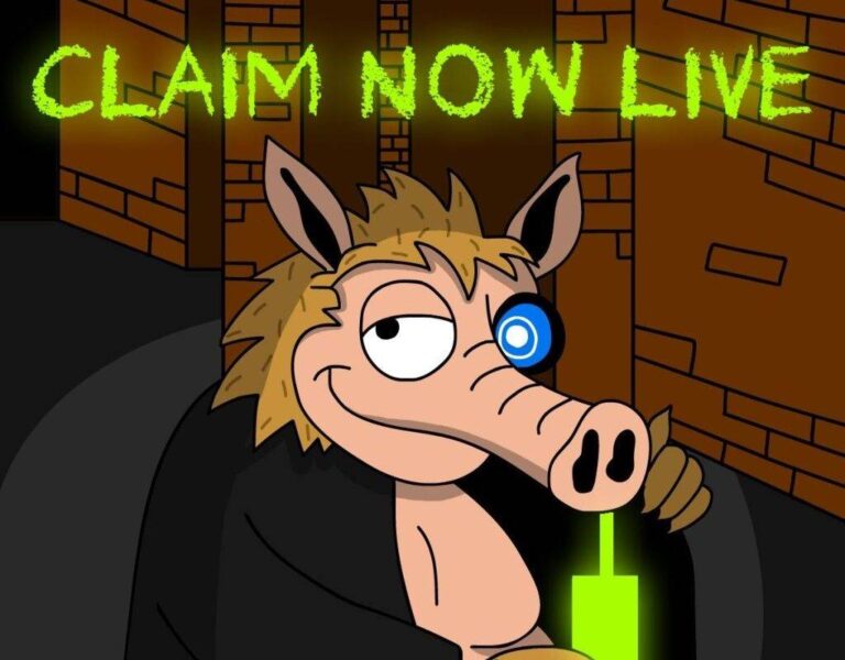 ตัวละคร Snorter ถือแท่งเรืองแสง เขียนว่า CLAIM NOW LIVE