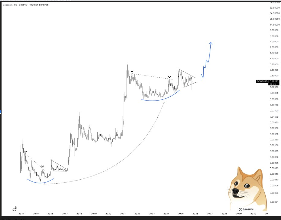 Dogecoin/USD 3D Chart | Source: Javon, X