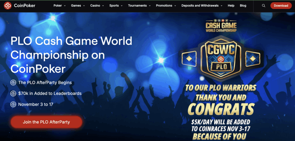 Скриншот сайта CoinPoker